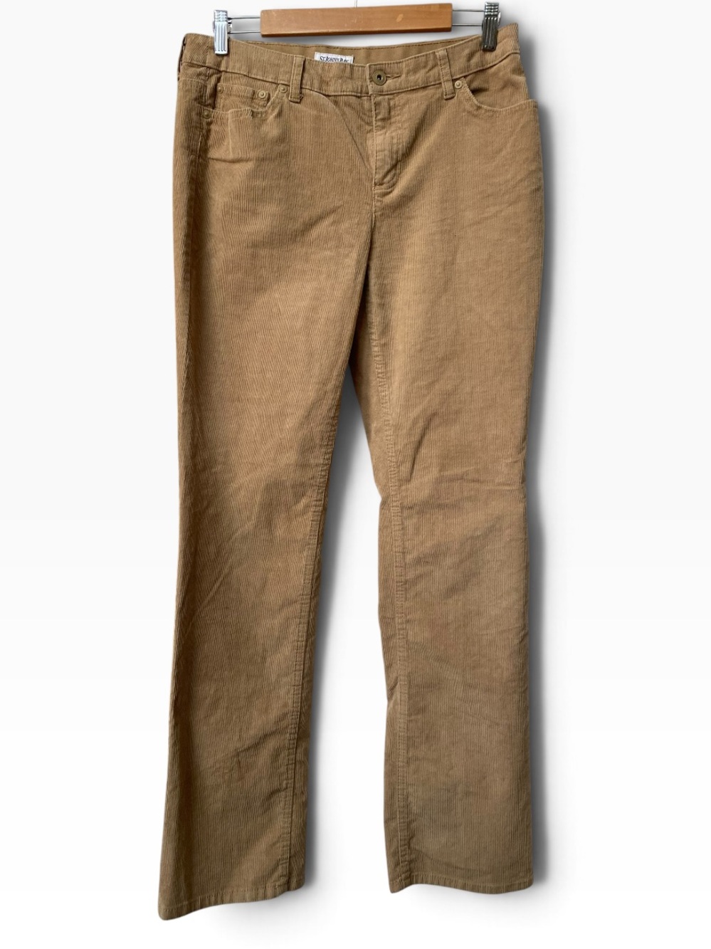 St. John's Bay Tan Brown Corduroy Straight Leg Pants sz 10 Low Rise